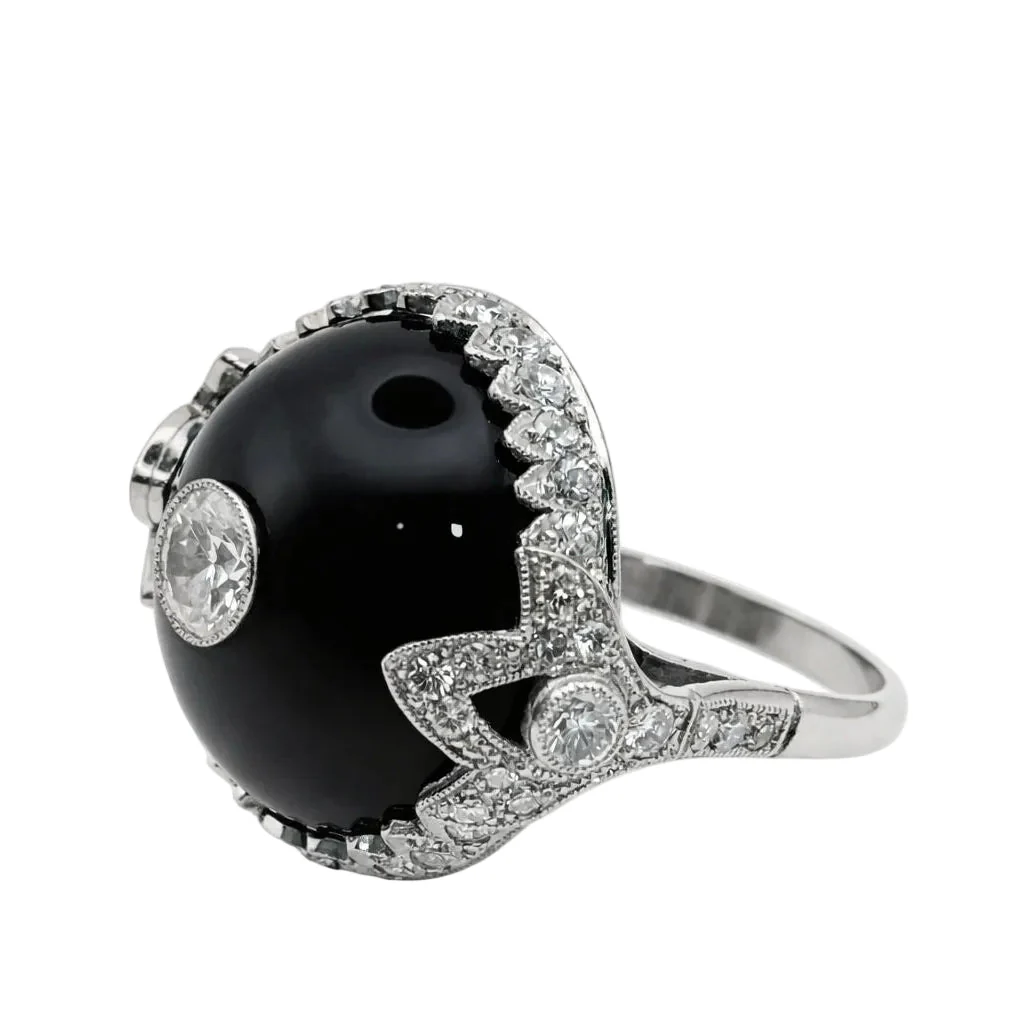 Ring Dome in paltinium, onyx and diamonds - Image 3