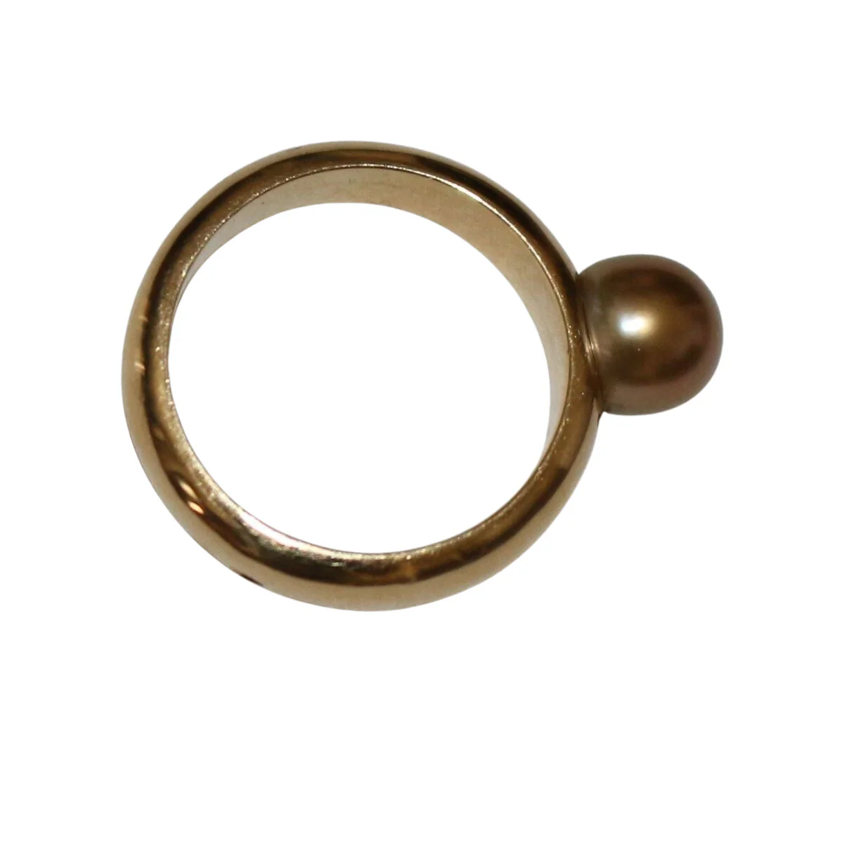 Jonc ring in yellow gold and pearl - Image 5