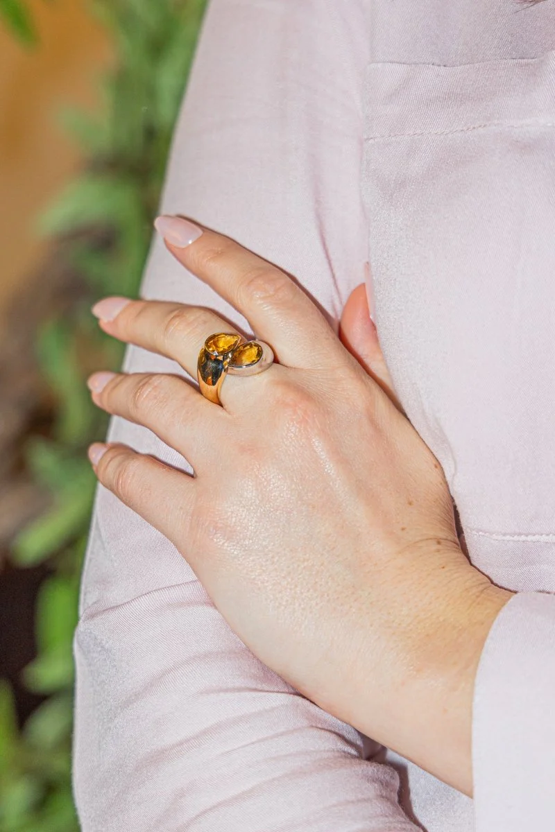 Toi et Moi ring Yellow gold Citrine - Image 2