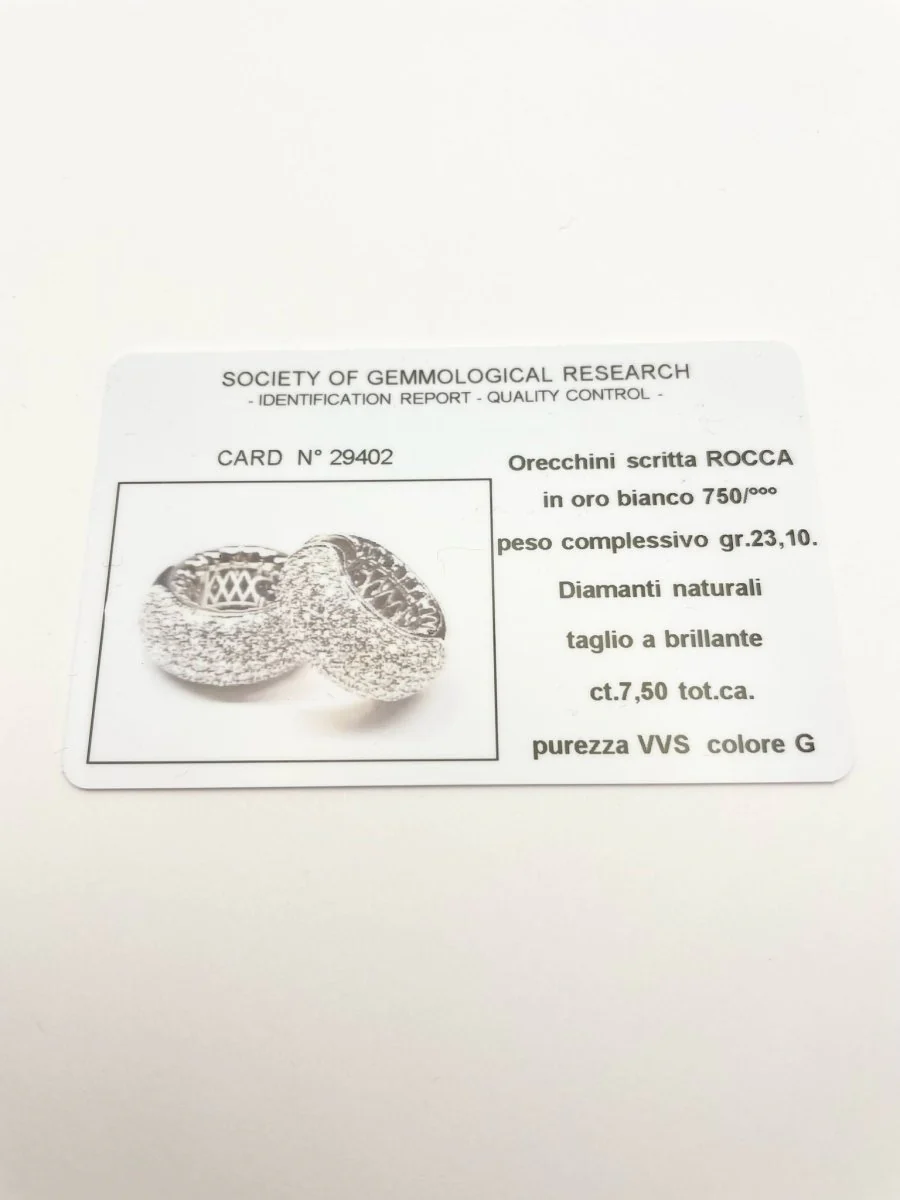 Earrings in 18KT gold with diamonds natural ct 7.50 VVS G. Inscription ROCCA - Image 5