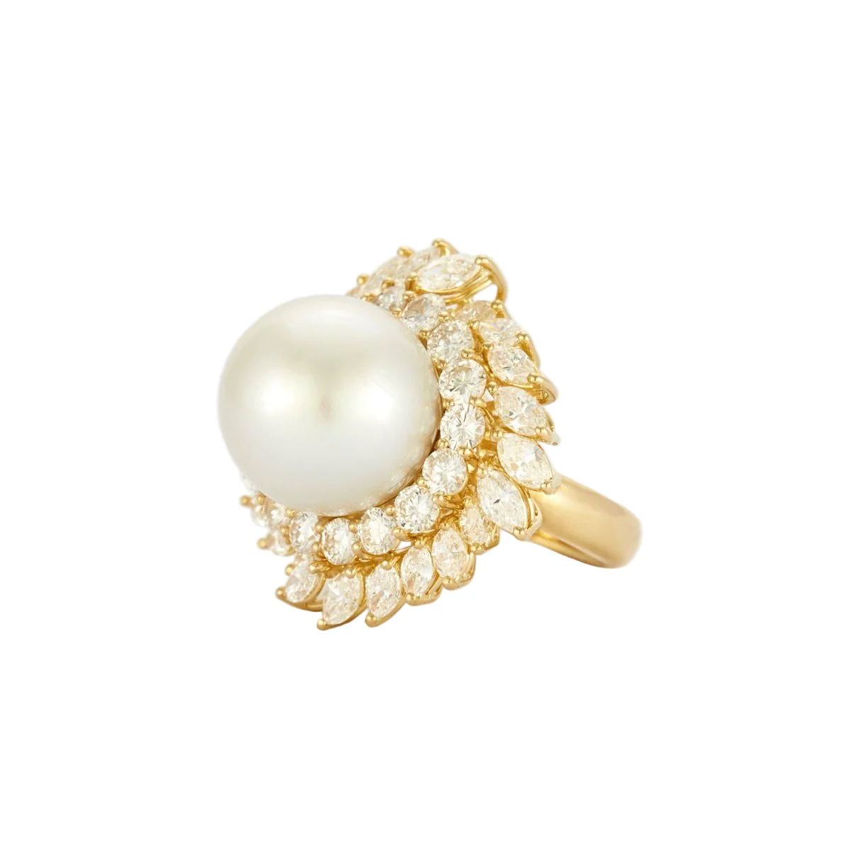 BUCHERER Cocktail Ring in yellow gold, pearl and diamonds - Image 3