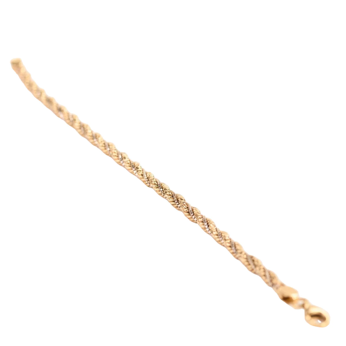 Rope and Venetian link bracelet in yellow and white gold - Image 5