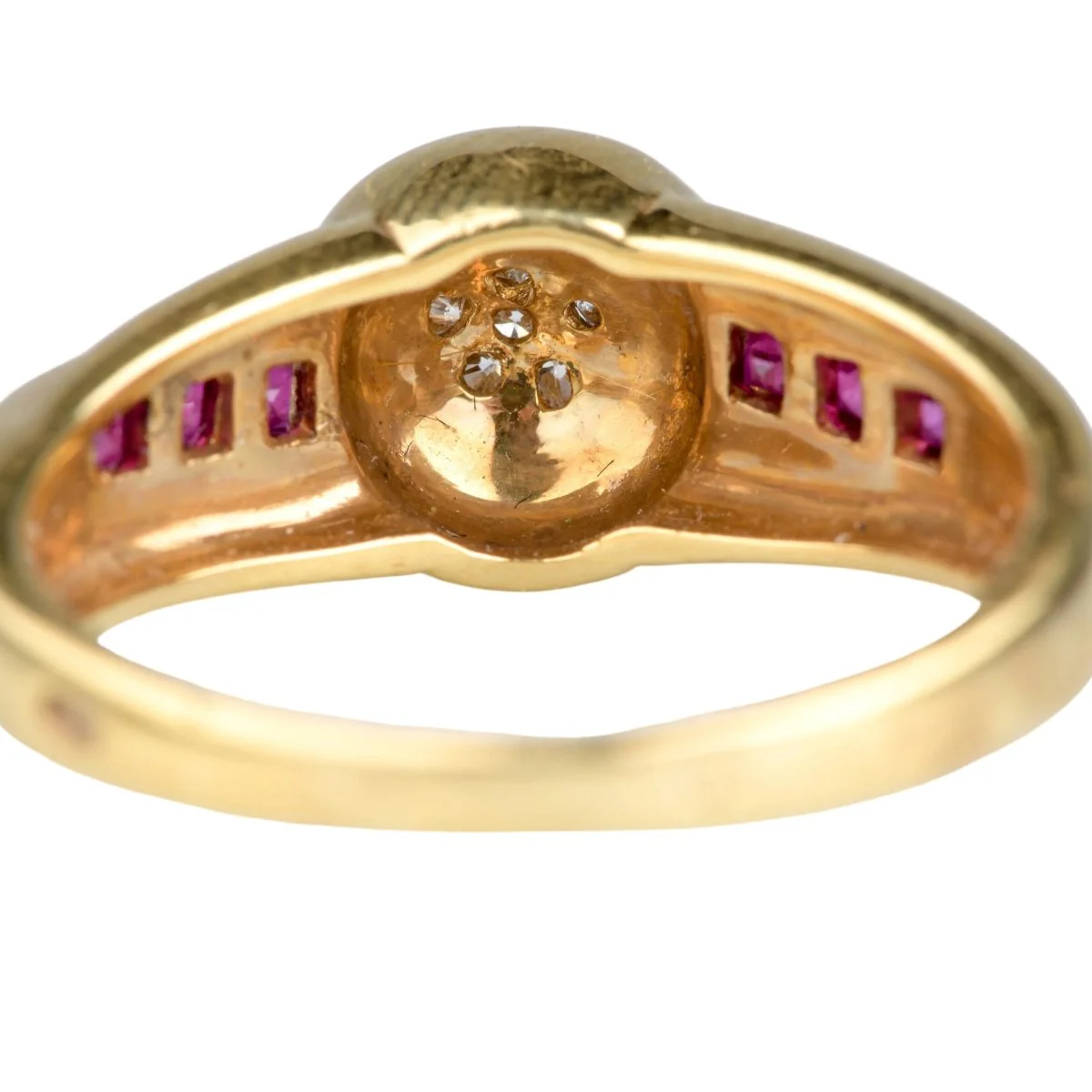 Tank ring in yellow gold, ruby and diamond - Image 3