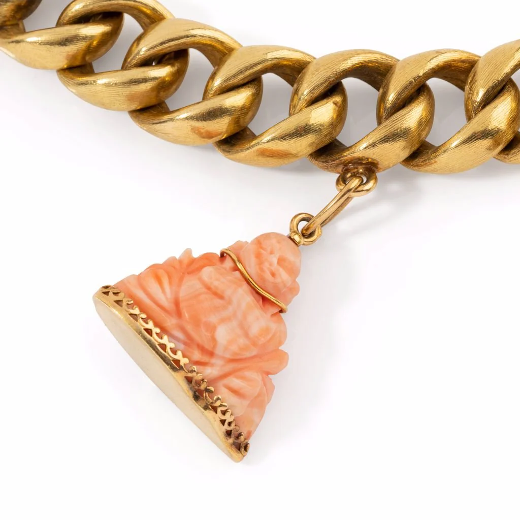 Yellow gold charm bracelet with 5 Venetian charms - Image 5