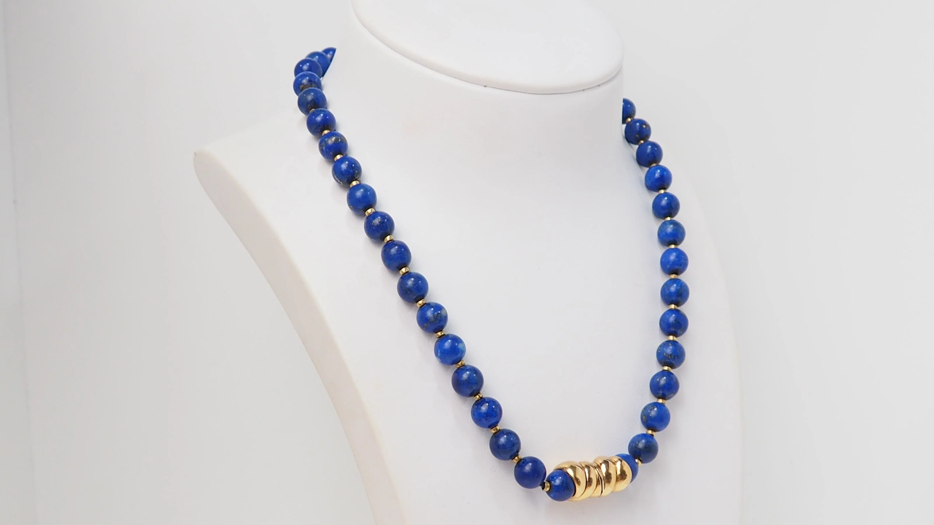 Lapis Lazuli Pearl Necklace With Gold Clasp - Image 5
