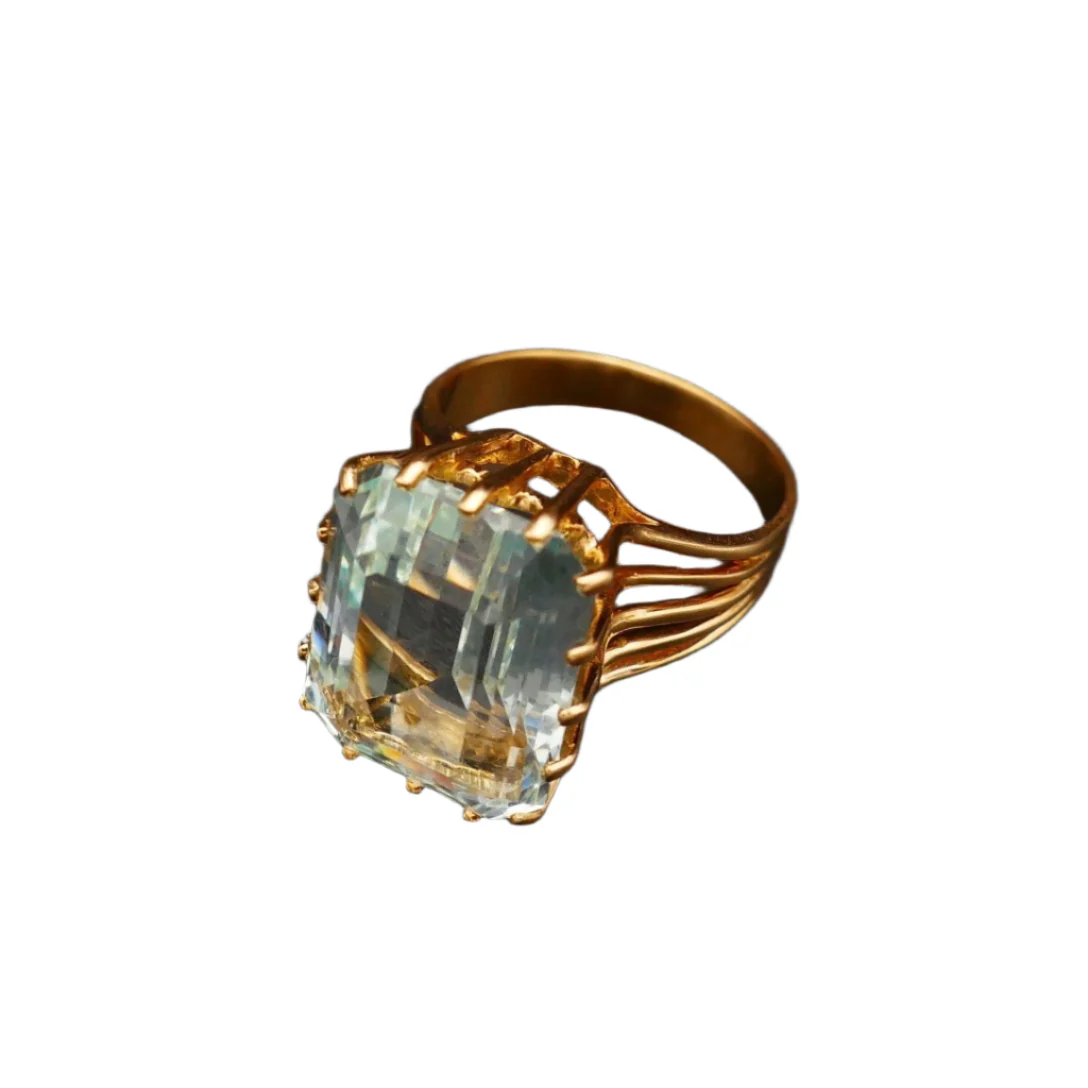 Yellow gold and aquamarine ring  - Image 4