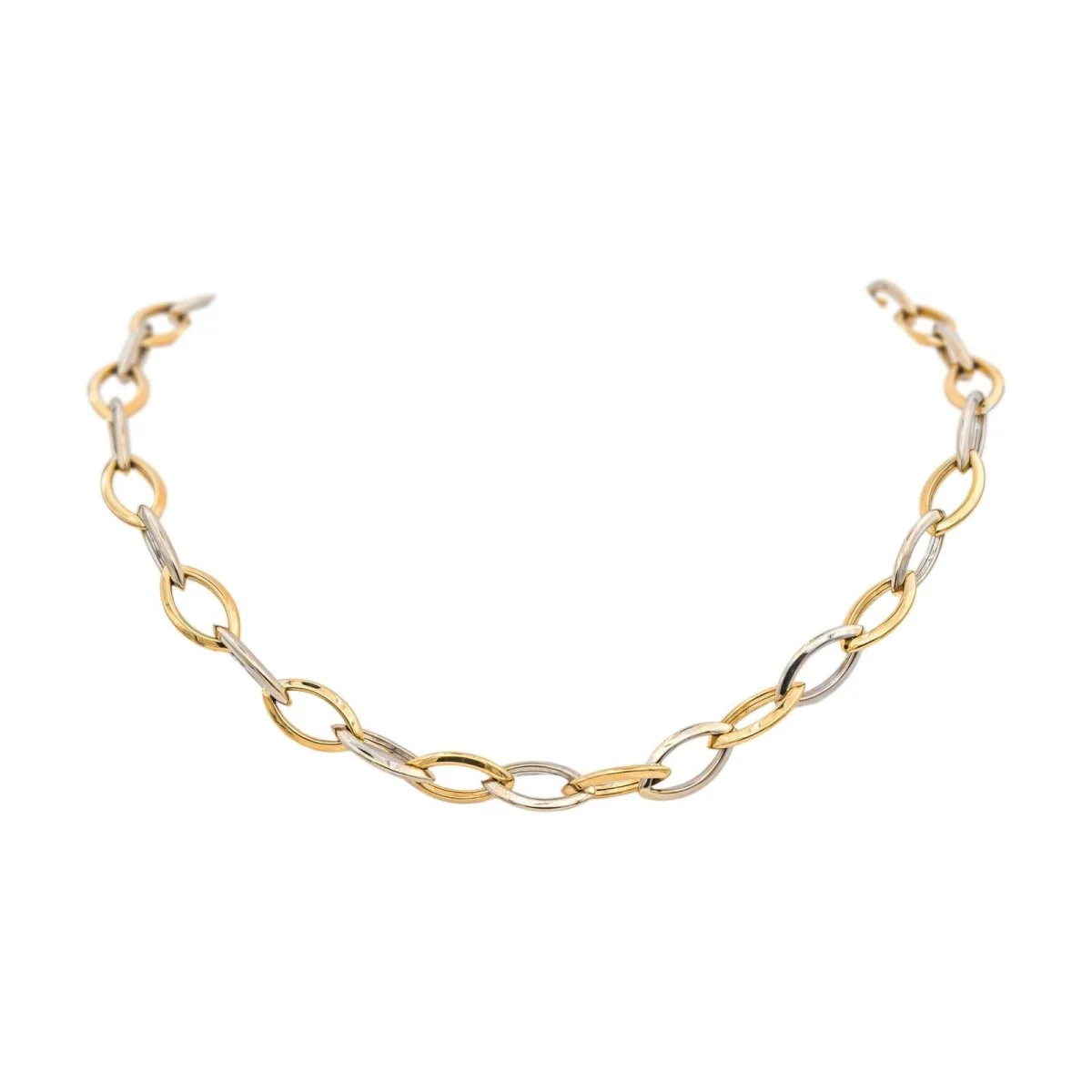 Diamond-cut curb chain necklace in yellow and white gold - Image 4