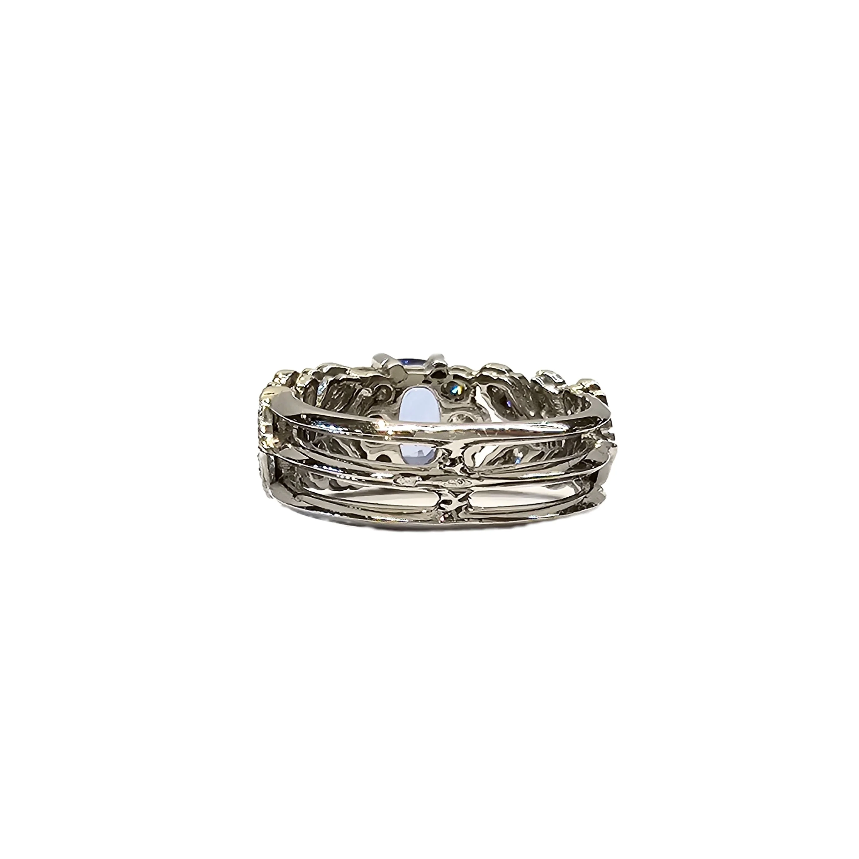 Bandeau ring in platinum, sapphire and diamonds - Image 6