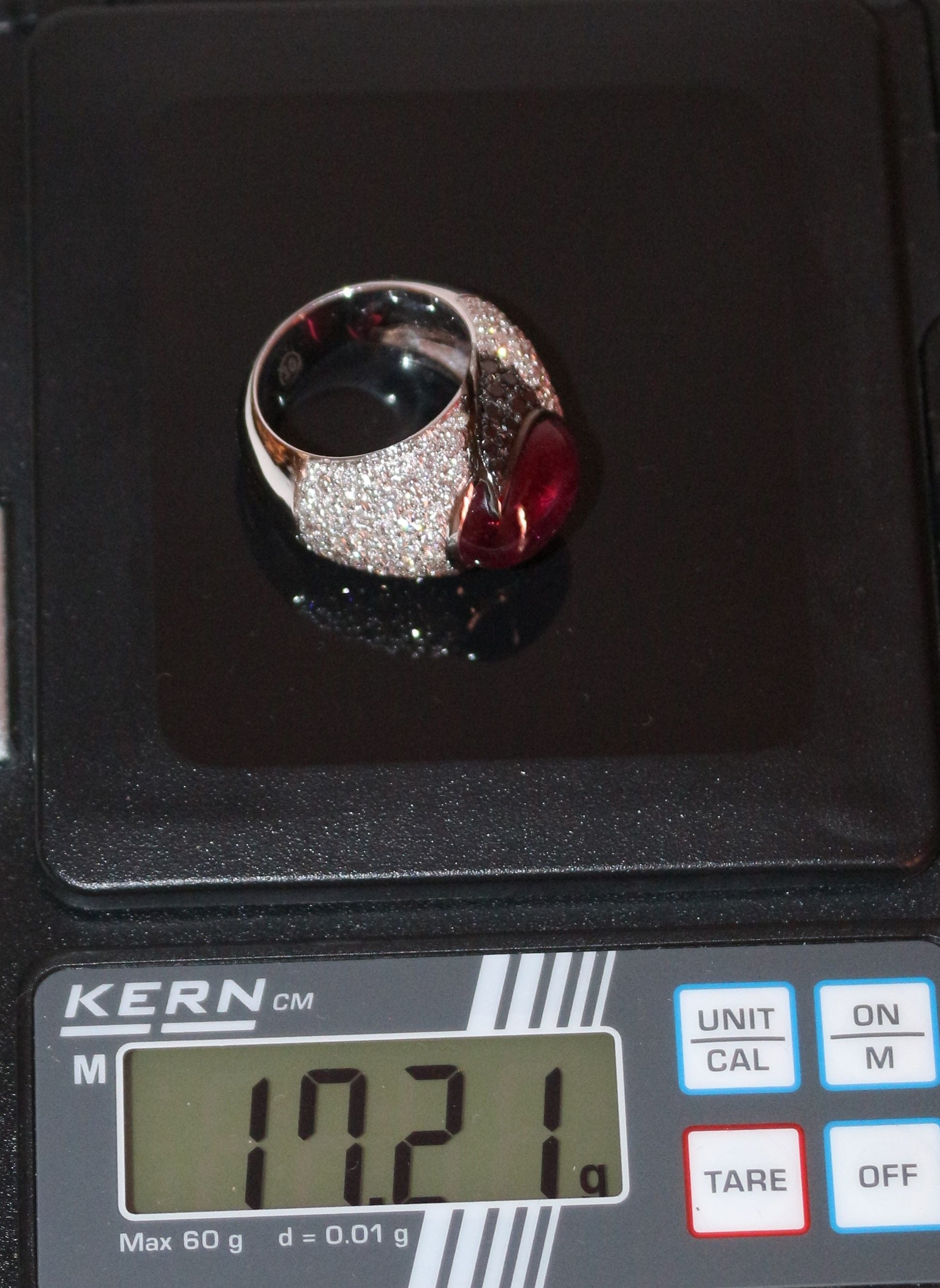 Cocktail ring in white gold, tourmaline and diamond - Image 10