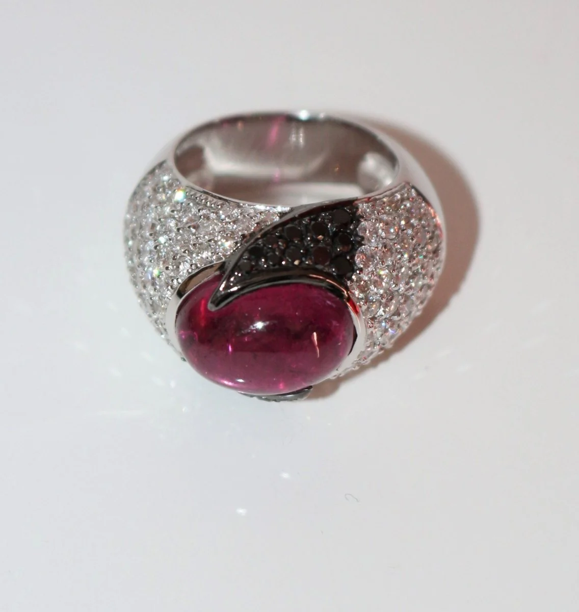 Cocktail ring in white gold, tourmaline and diamond - Image 3