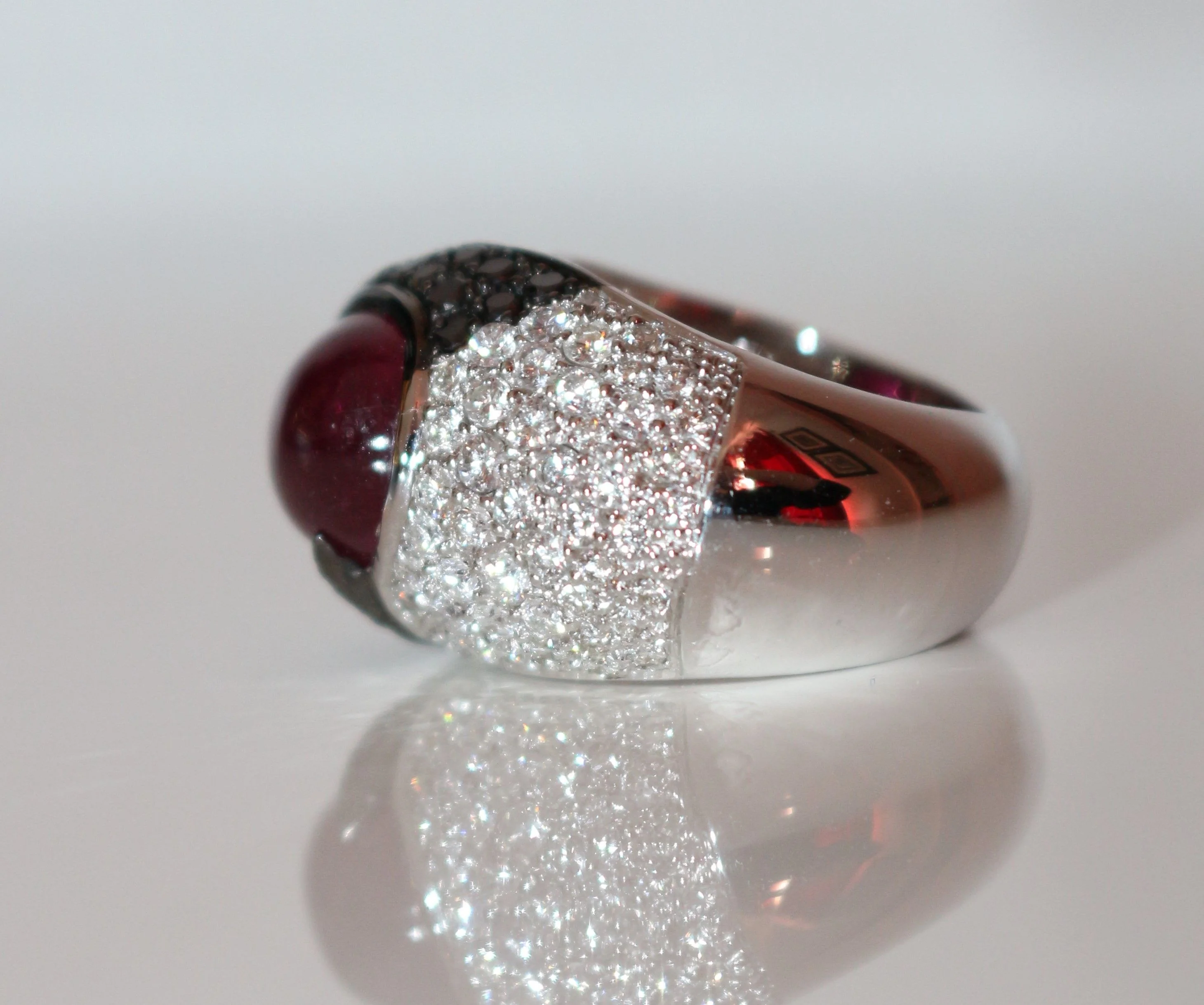 Cocktail ring in white gold, tourmaline and diamond - Image 9