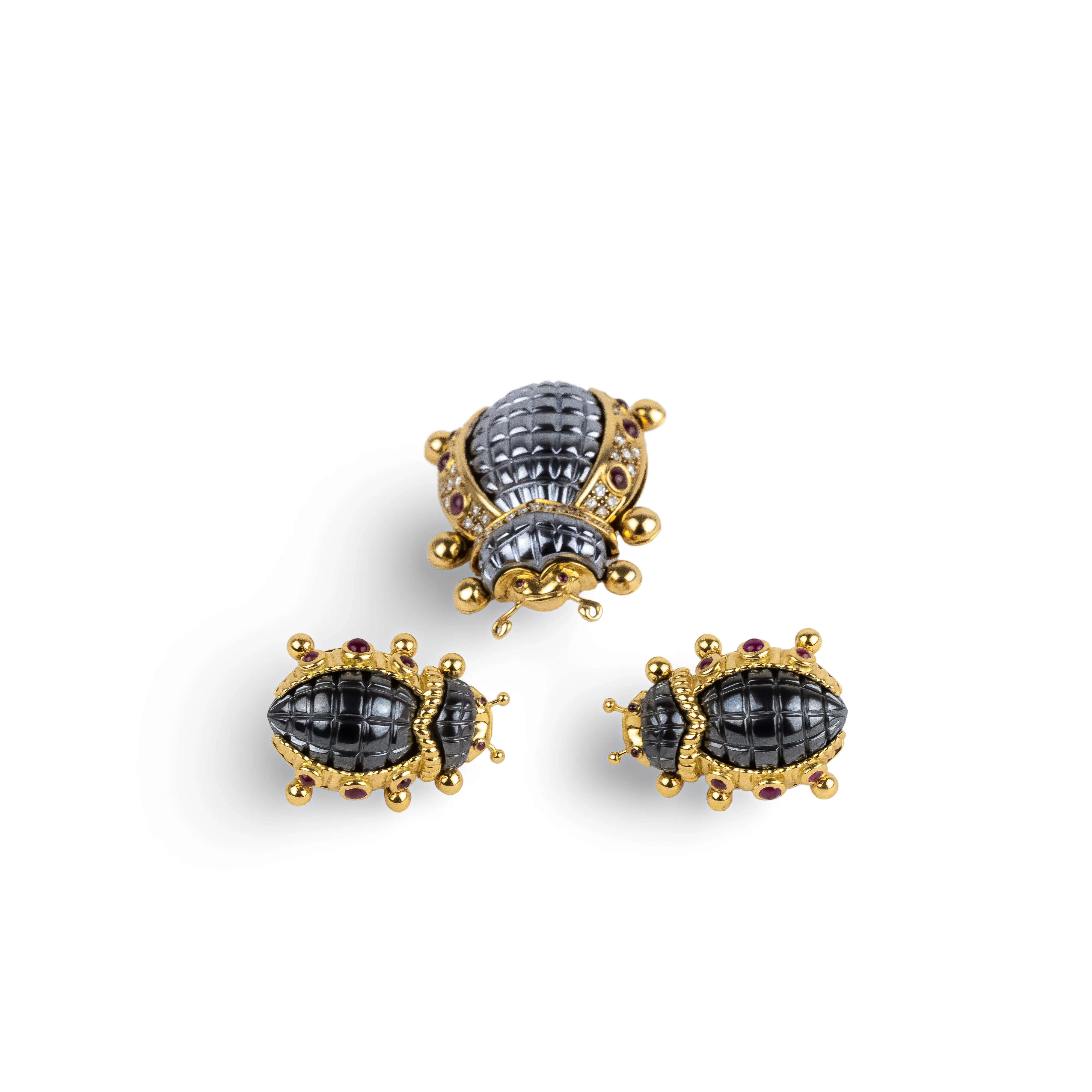 Eva SEGOURA set in yellow gold, hematite and diamonds - Image 7