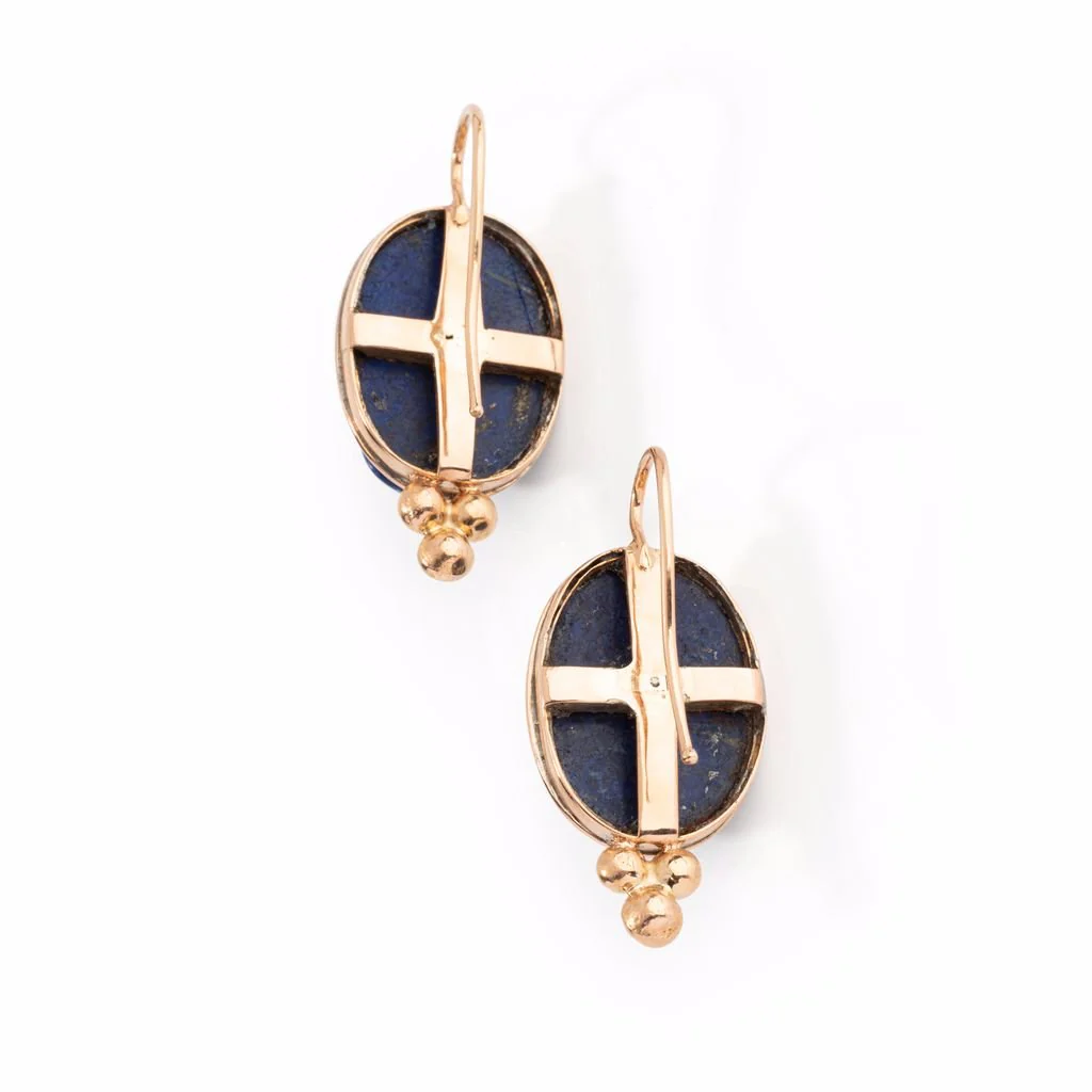 Egyptomania earrings in rose gold and lapis lazuli - Image 3