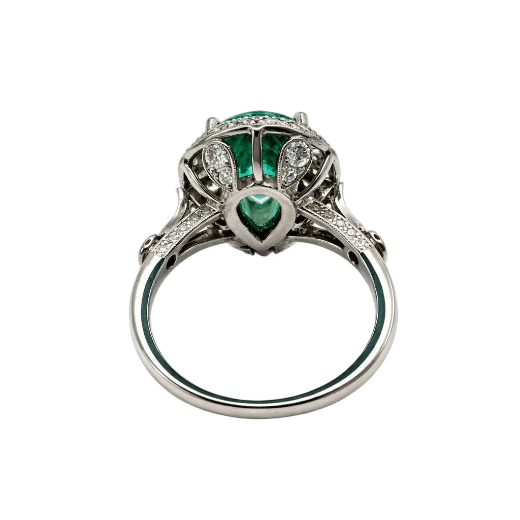ANILLO EN PLATINO CON ESMERALDA Y DIAMANTES ESTILO ART DÉCO - Image 3