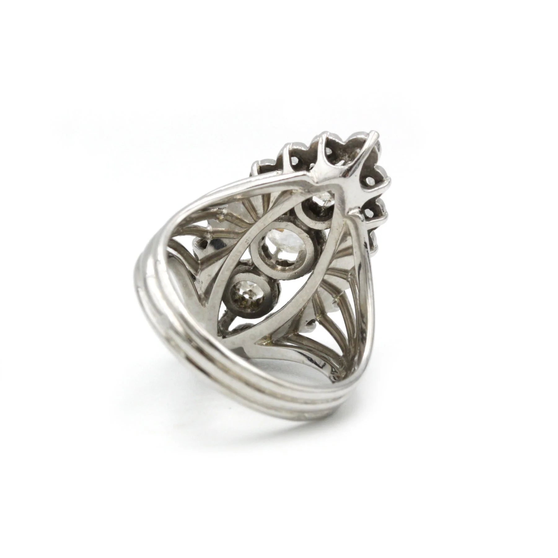 Ring Marquise in white gold & diamonds - Image 3