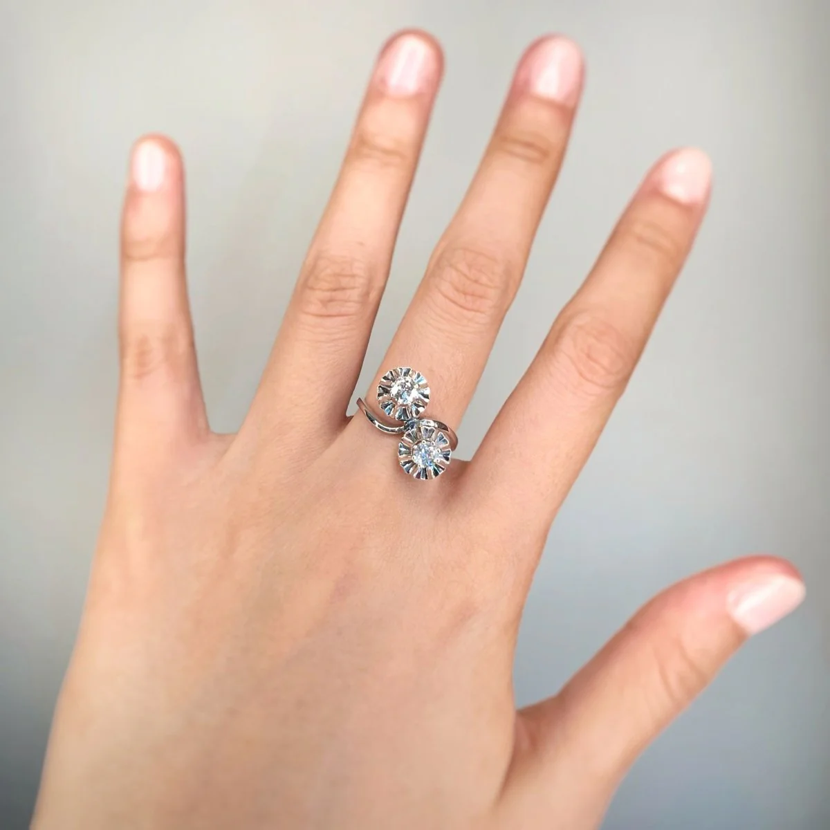 Ring - Gold & silver diamonds - Image 2