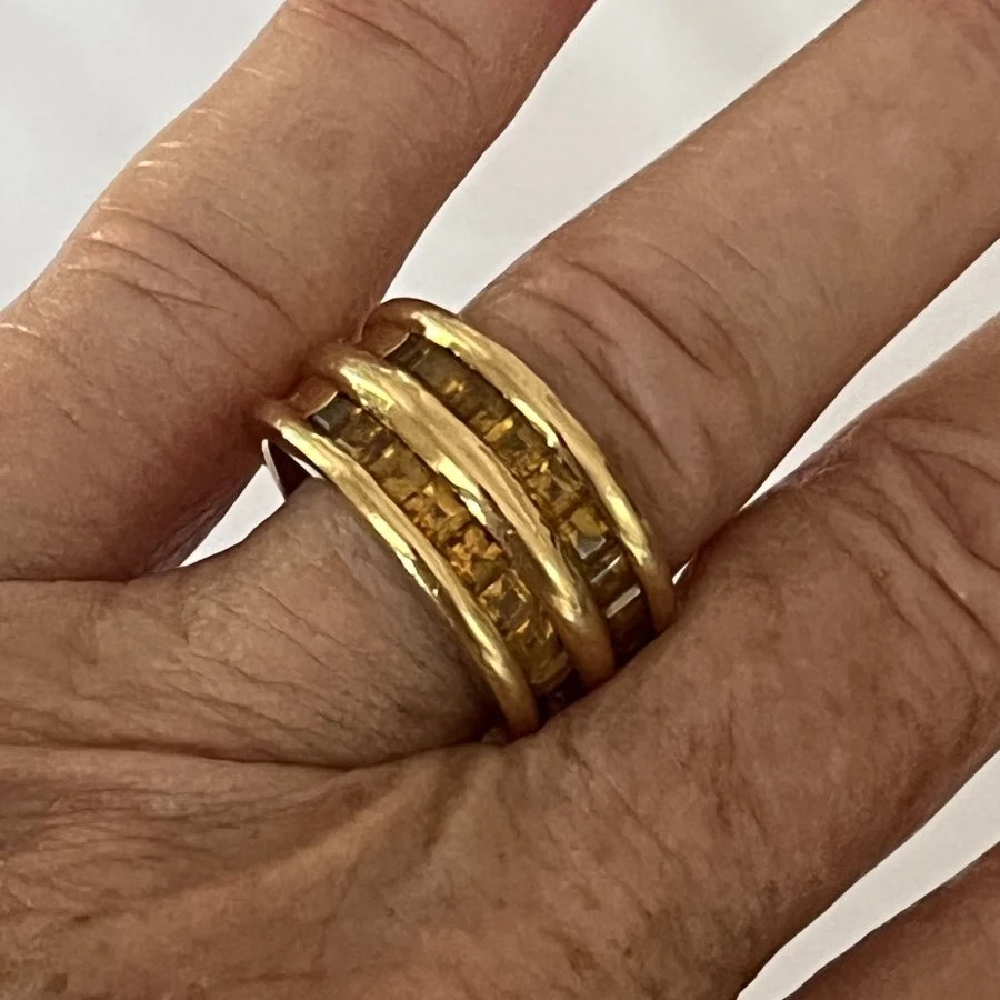 Ring ARFAN Paris headband in yellow gold and citrines - Image 2