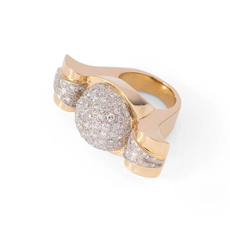 Dome ring in yellow gold and diamonds - Image 6