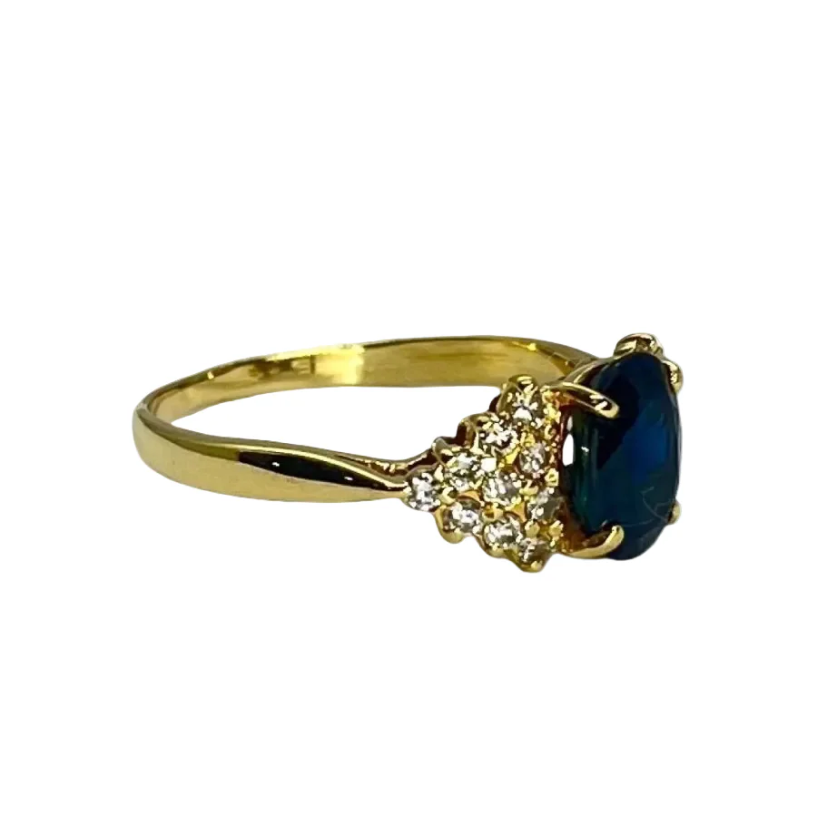 Ring in yellow gold, sapphire, and diamonds - Image 5