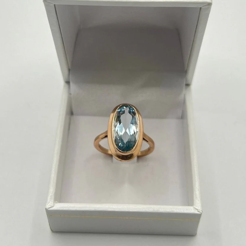 Ring in rose gold and aquamarine - Image 9