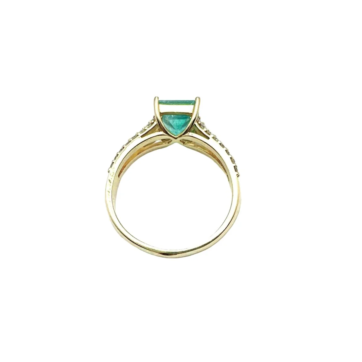 Ring Solitaire in yellow gold and emerald - Image 5