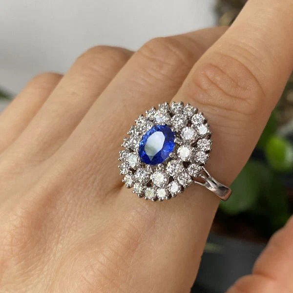 Ring Marguerite en white gold, sapphire and diamonds - Image 2