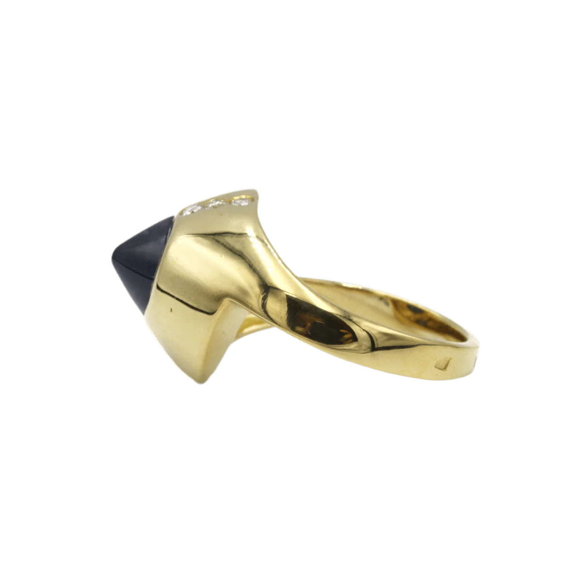 Ring Dome in yellow gold, sapphire and diamonds - Image 2