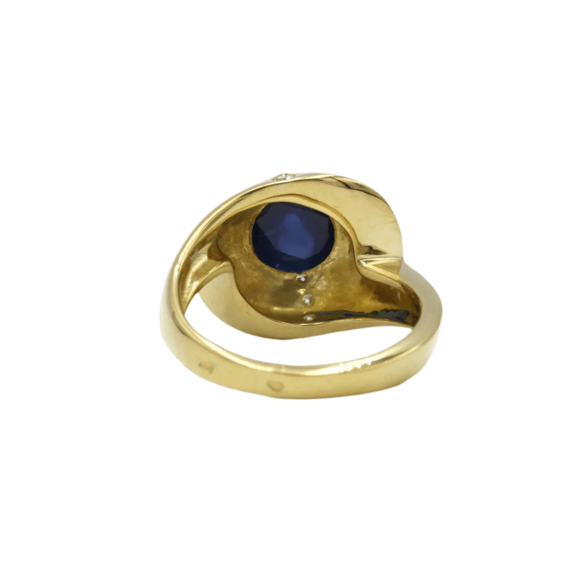 Ring Dome in yellow gold, sapphire and diamonds - Image 3