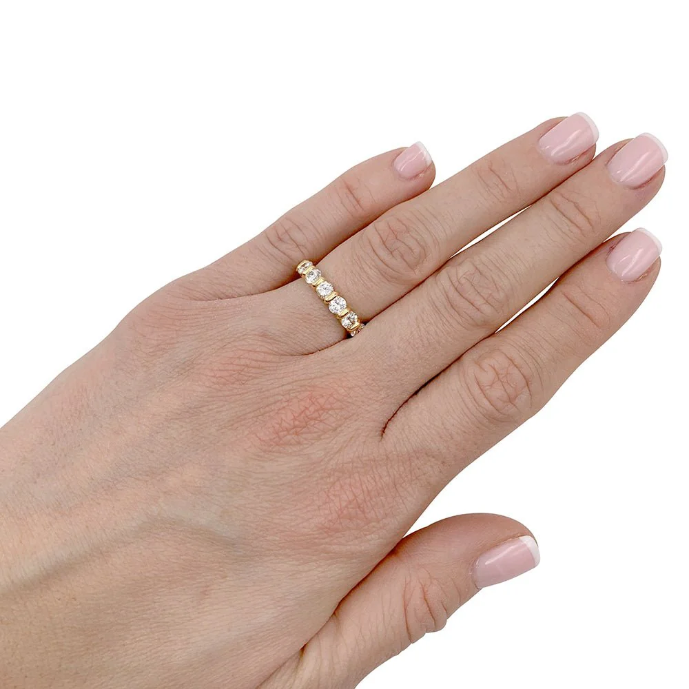 Yellow gold wedding ring, diamonds - Image 3