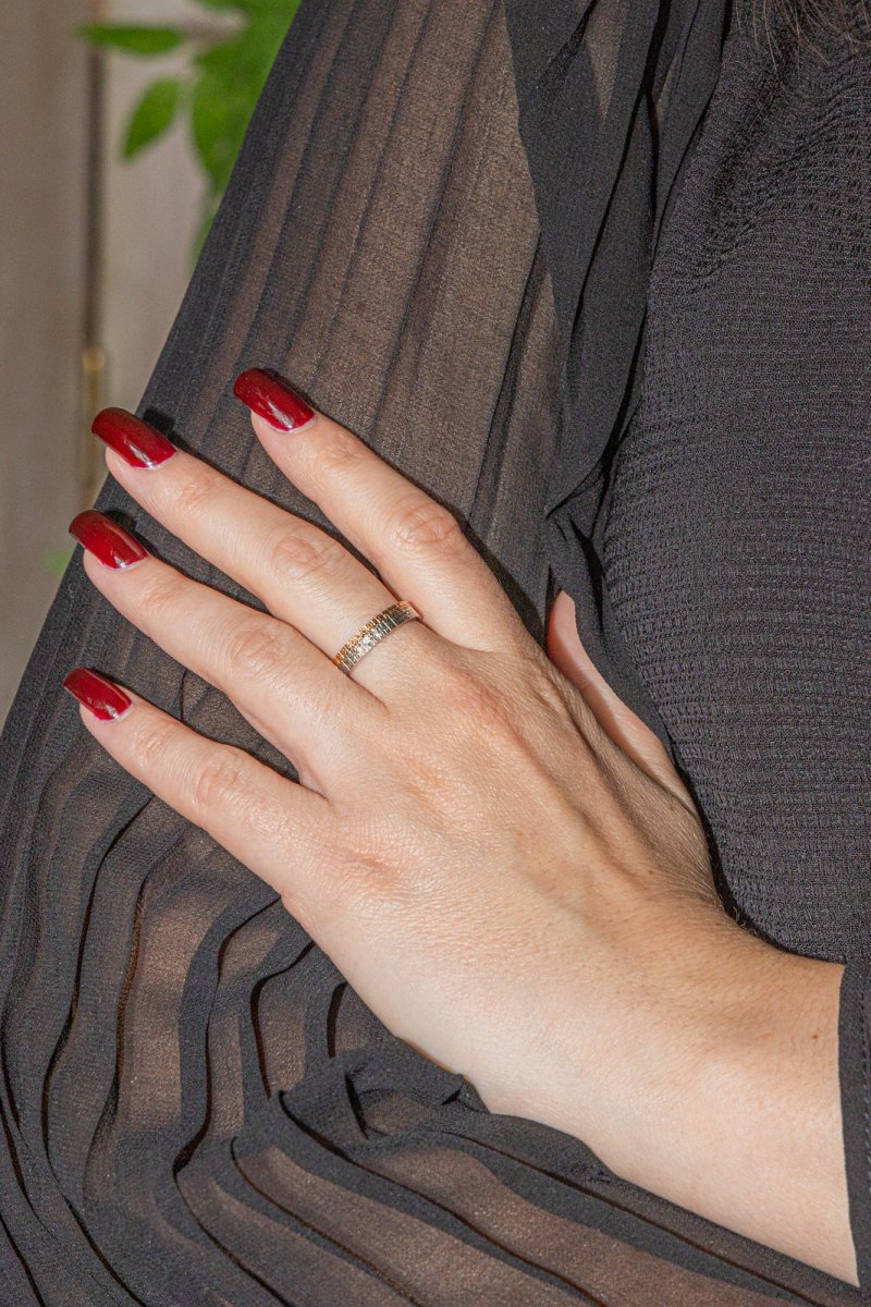 Alliance ring in white and pink gold - Image 2