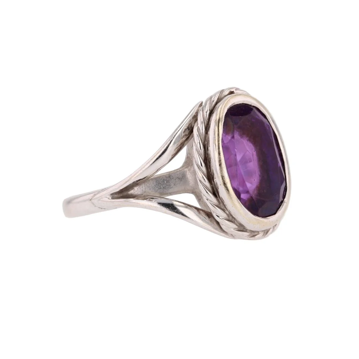 White gold and amethyst signet ring - Image 5