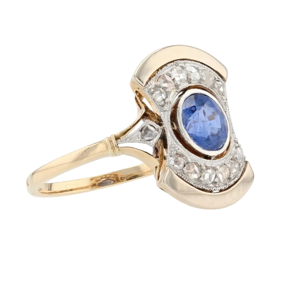 Yellow gold, sapphire and diamond ring  - Image 5
