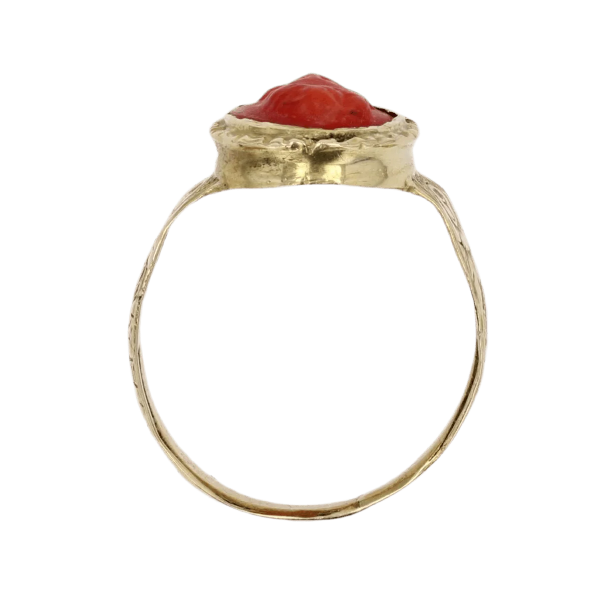 Yellow gold and coral cocktail ring - Image 4