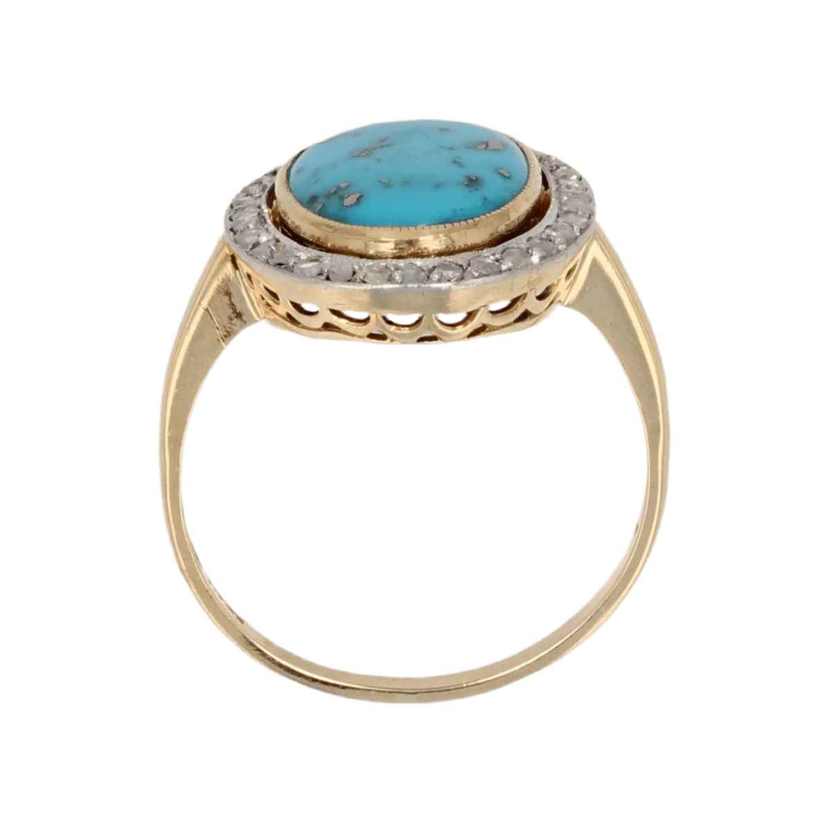 Ring Surroundings in yellow gold, paltinium, turquoise and diamonds - Image 6