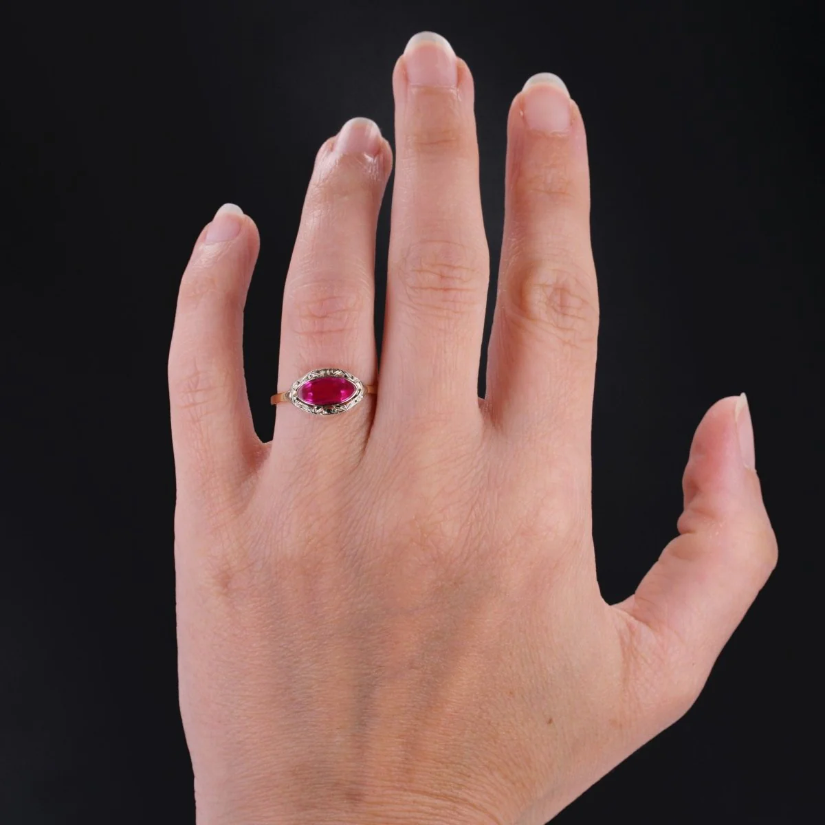 Yellow gold and ruby ​​ring - Image 2