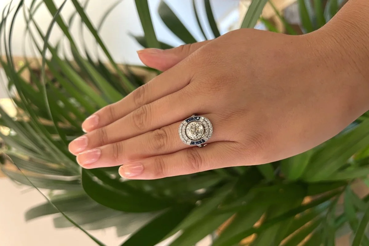 Art Deco diamond, sapphire and platinum ring - Image 7