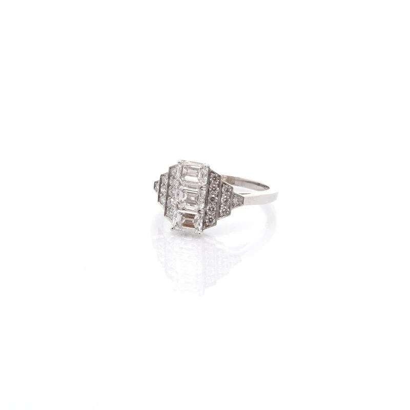 Ring art deco diamonds emerald-cut - Image 3