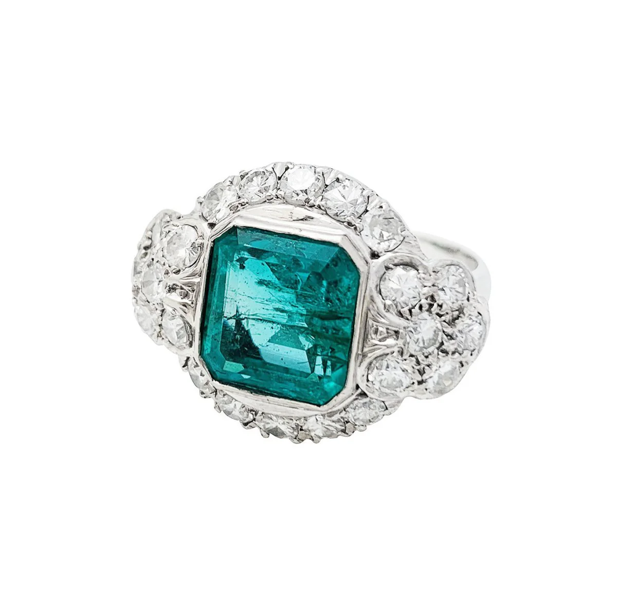 Art Deco ring in platinum, emerald and diamonds - Image 6