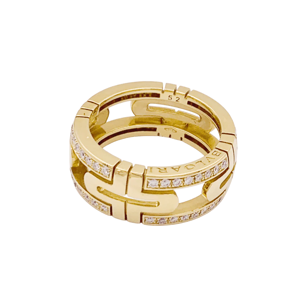 Ring BULGARI "Parentesi" headband in yellow gold and diamonds - Image 4