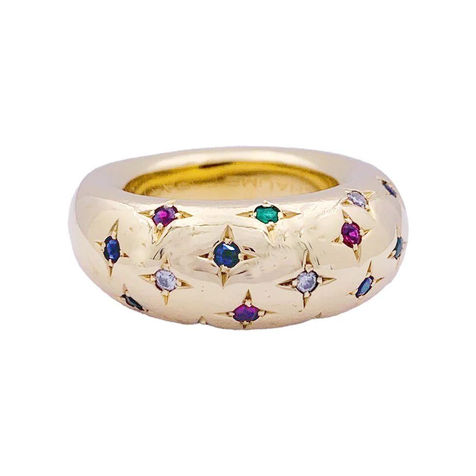 Chaumet ring, “Anneau”, yellow gold, colored gems.