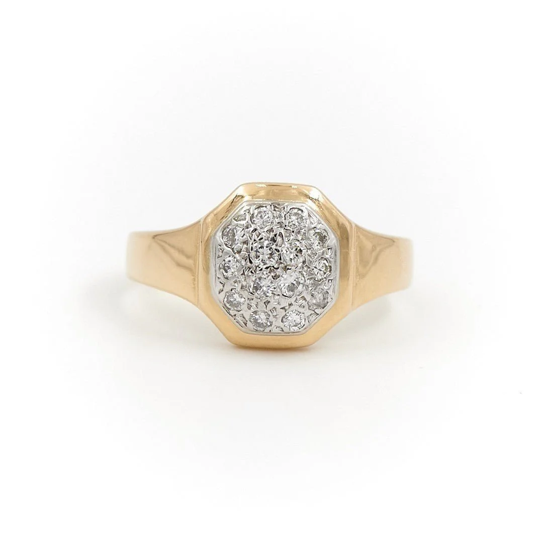 Yellow Gold Diamond Signet Ring