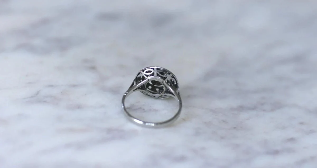 Art Deco Round Diamond Target Ring - Image 7
