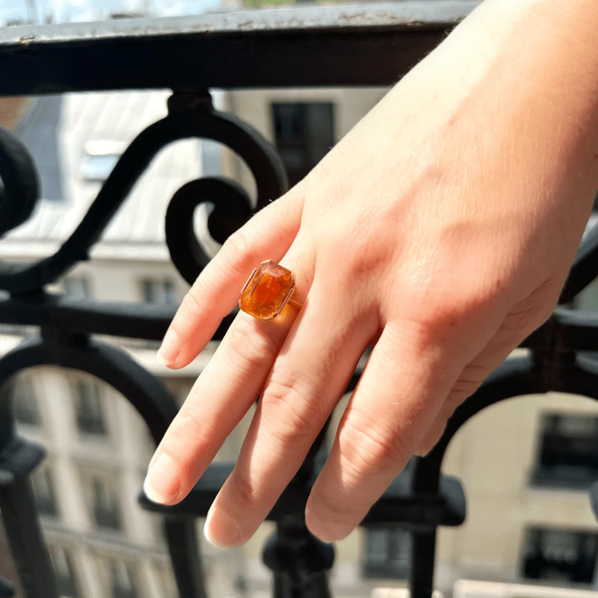 Ring citrine in yellow gold - Image 2
