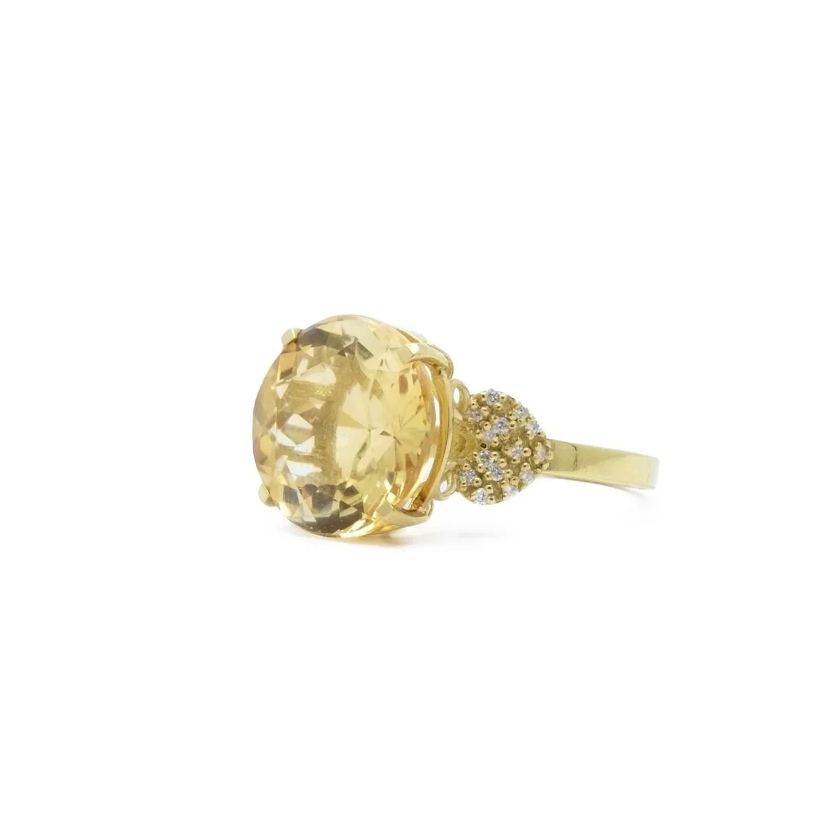 Ring Cocktail in yellow gold, citrine and diamonds - Image 3