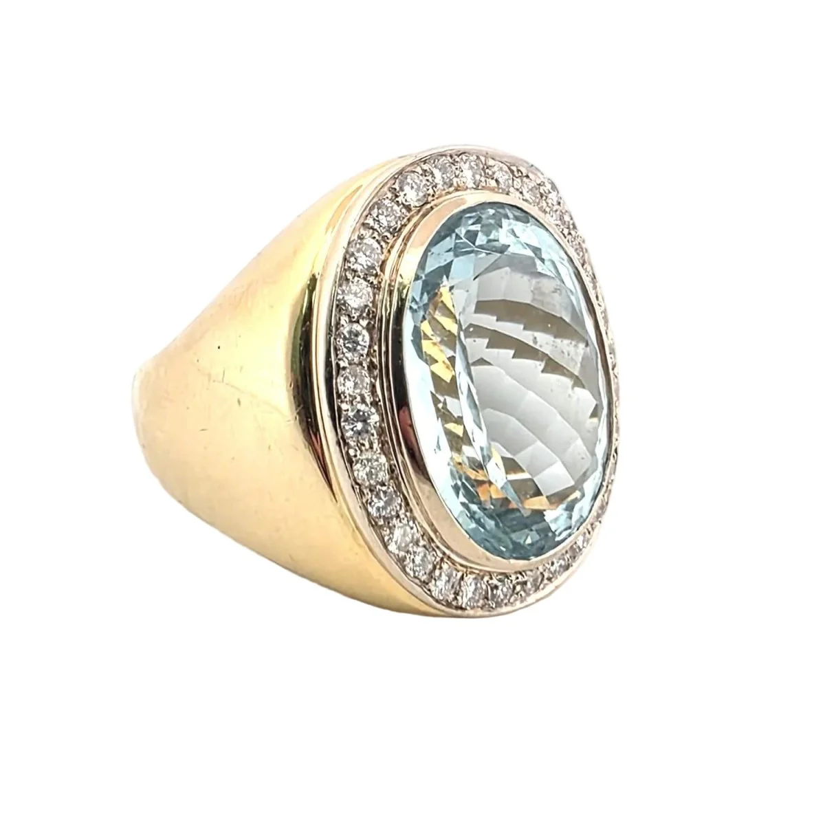 Cocktail Ring in Yellow gold, Aquamarine and Diamonds - Image 6