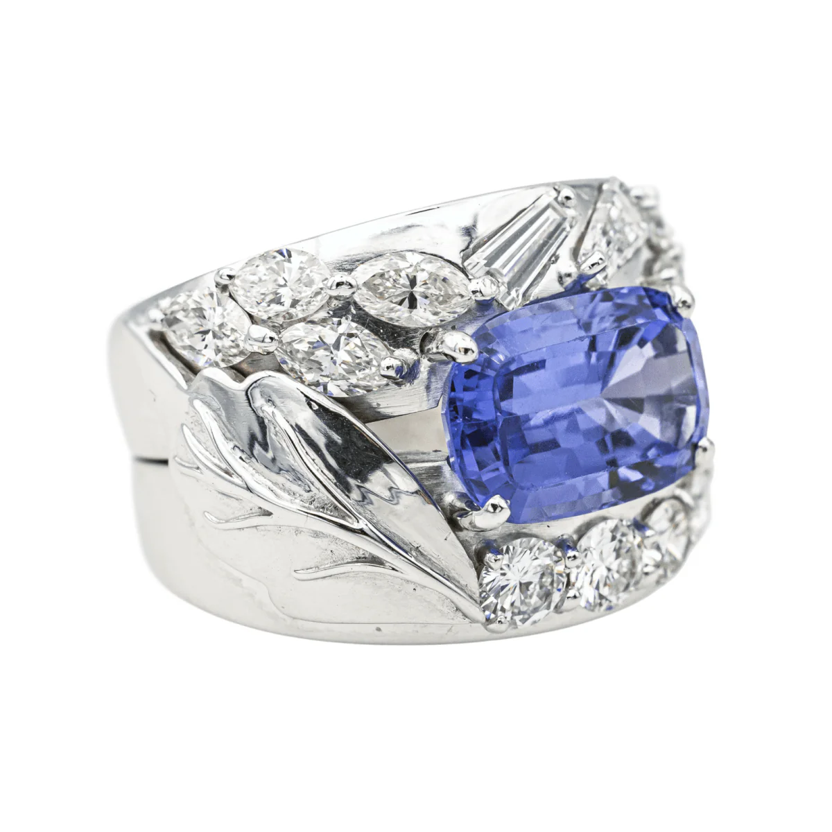 Ring Cocktail in white gold, tanzanite and dia - Image 6