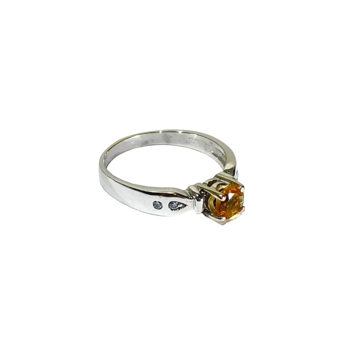 White gold ring with citrine and diamonds - Image 9