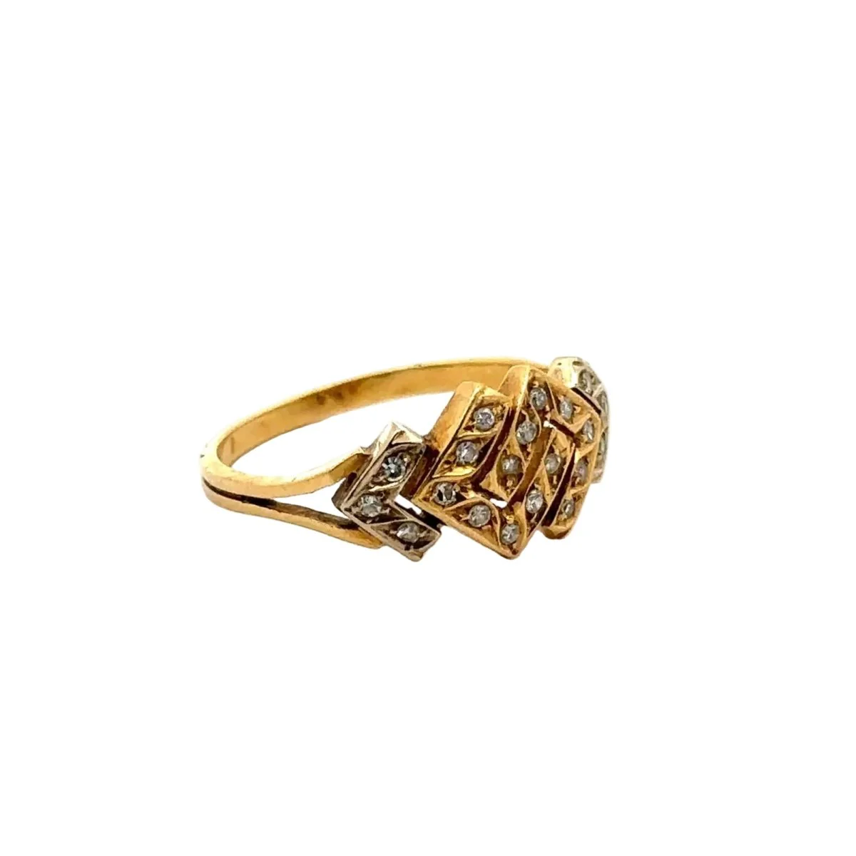 Bague Pavée en or jaune et diamants - Image 5