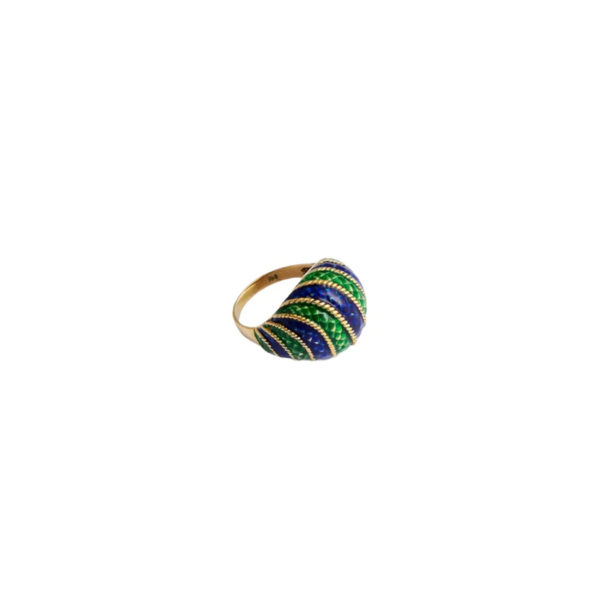 Yellow gold and enamel ring - Image 5