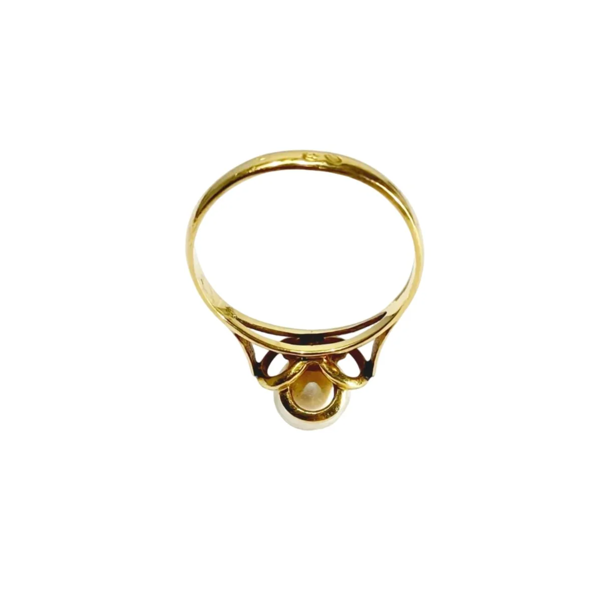Yellow gold and pearl ring - Image 8